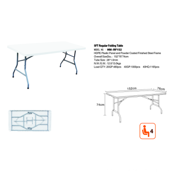 Mesa retangular de banhos plásticos de 5 pés